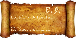 Bollók Julietta névjegykártya